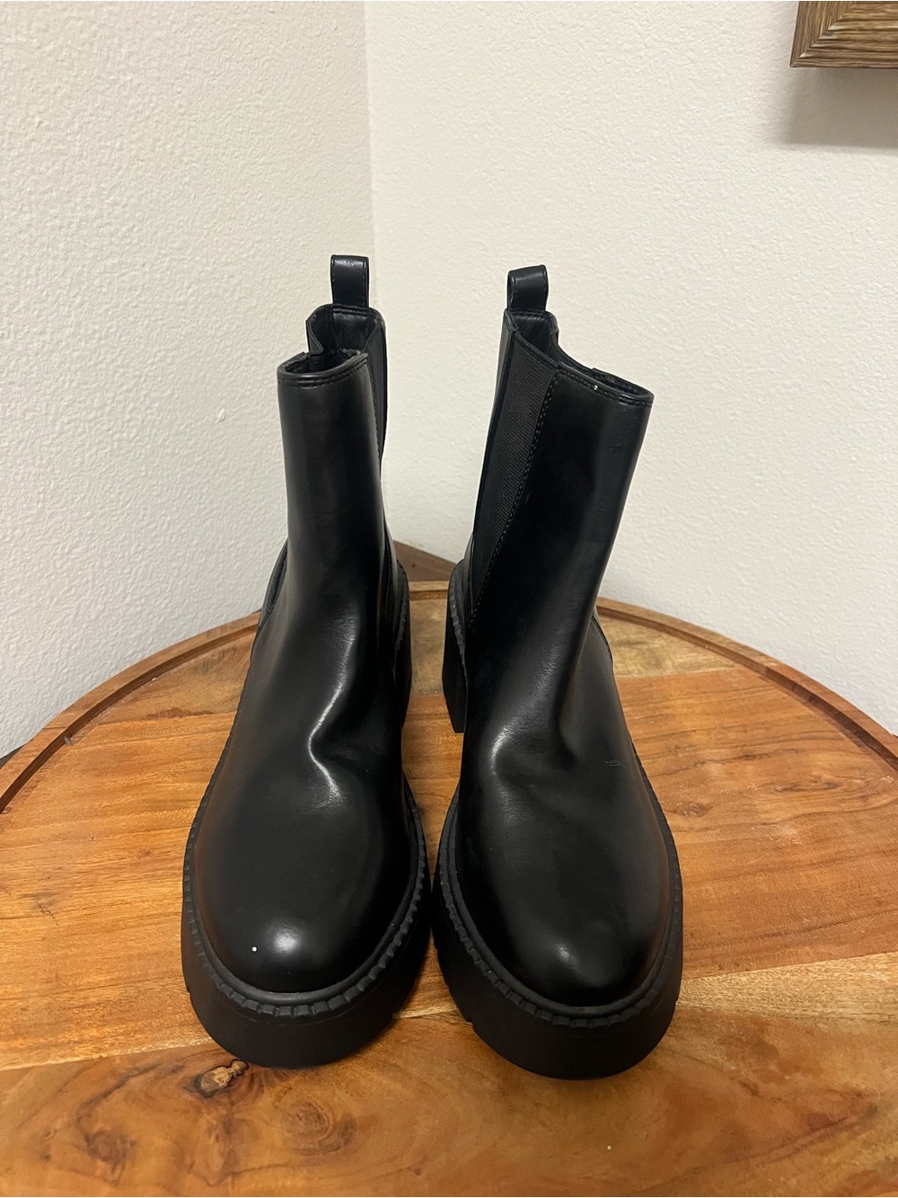 Women's Black Combat Chelsea Boots with Chunky Sole